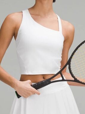 Lululemon Everlux Asymmetrical Tennis Tank Top Medium Support in White